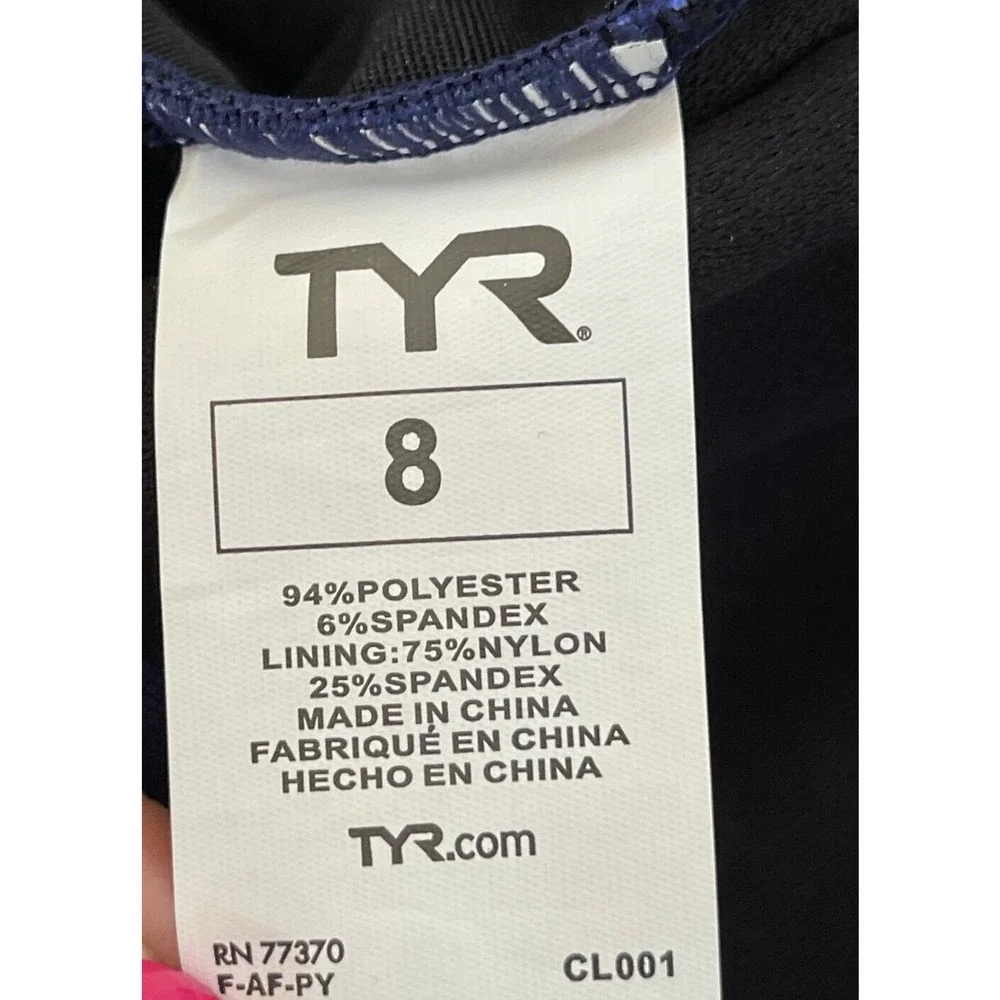 TYR Women MONROE Aqua ControlFit 1pc SwimSuit Navy Blue Stripe - Size 8 - NWOT